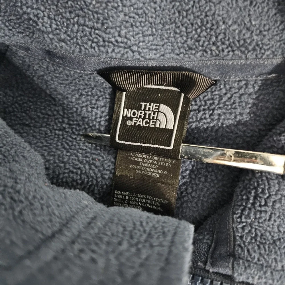 The North Face Full Zip Fleece Mens Small 100% Polyester Navy Blue Mock Neck